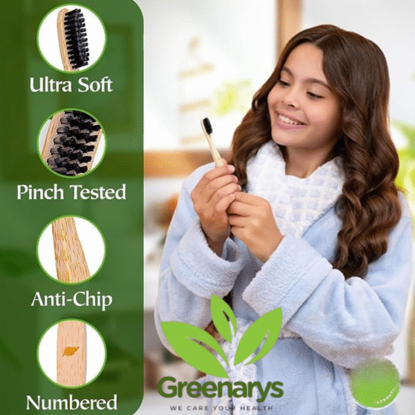 Greenarys Bamboo Toothbrush – Charcoal-Infused Bristles for a Deeper Clean - Image 2