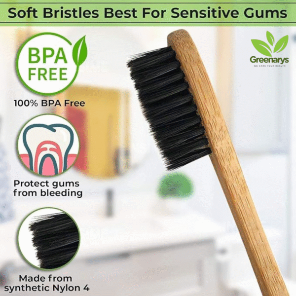Greenarys Bamboo Toothbrush – Charcoal-Infused Bristles for a Deeper Clean - Image 3