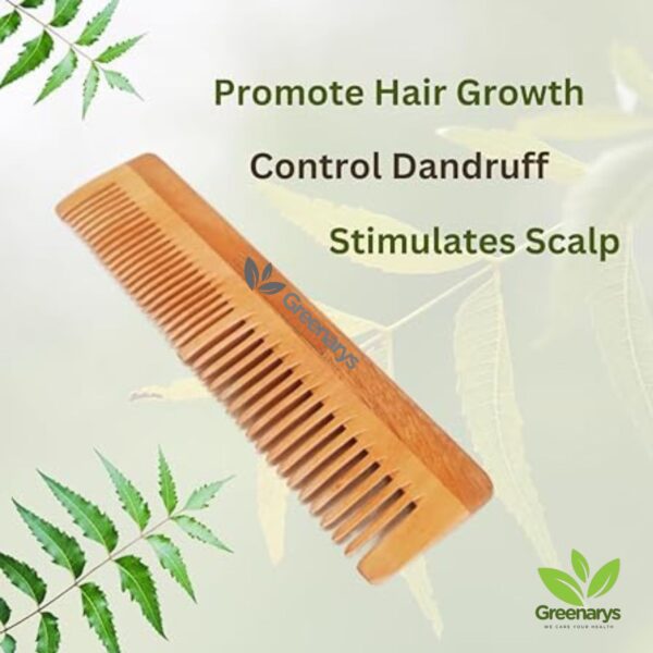 Greenarys Neem Wood Comb – Dual Teeth | Natural Hair Care from Root to Tip - Image 4